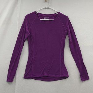 Columbia Women Purple Striped Omni Wick Long Sleeve Crew Neck Pullover Top XS